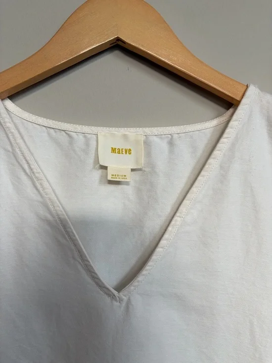 Anthropologie Maeve LOTTIE White Flutter Sleeve Mini Dress - Picture 3 of 7